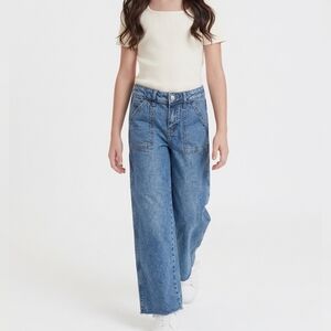 Art Class Girl's Wide Leg Denim Jeans with Contrast Stitching